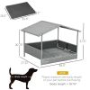 PawHut Wicker Dog House Outdoor with Canopy, Rattan Dog Bed with Water-resistant Cushion, for Small and Medium Dogs, Gray