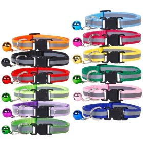 Nylon Collar Reflective With Small Bell For Dog & Cat; Dog Collar; Adjustable dog collar (Color: yellow, size: Adjustment)